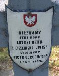 Piotr Gorgon, upamitniony na imiennej tablicy epitafijnej na kwaterze wojennej na cmentarzu rzymskokatolickim w Rybnie. Stan z 2005r.