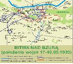 Pozycje i kierunki przemarszu oddziałów 26 Dywizji Piechoty, do której przydzielono Leona Wasiaka, w końcowej fazie bitwy nad Bzurą w dniach 17-18 września 1939 r. (źródło: Wikipedia).
