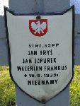 Jan Fry, upamitniony na imiennej tablicy epitafijnej na kwaterze wojennej na cmentarzu rzymskokatolickim w Rybnie. Stan z 2005r.