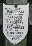 Jan Paczowski, upamitniony na imiennej tablicy epitafijnej w obrbie kwatery wojennej na cmentarzu parafialnym w Juliopolu.