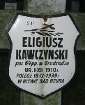 Eligiusz Kawczyński, upamiętniony na imiennej tablicy epitafijnej na wydzielonej kwaterze na cmentarzu rzymskokatolickim w Juliopolu.