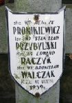 Bronisaw Walczak upamitniony na imiennej tabliczce epitafijnej na jednej z mogi zbiorowych kwatery wojennej na cmentarzu parafilnym w Juliopolu. Stan z dn. 18. 12. 2004 r. (fot. Marcin Prengowski).