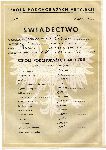 Awers świadectwa ukończenia przez Edwarda Lankamera XV kursu Szkoły Podchorążych Artylerii w Toruniu wystawionego w dniu 15 października 1938 r. (dok. ze zb. rodzinnych).