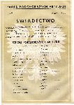 Awers wiadectwa ukoczenia przez Edwarda Lankamera XV kursu Szkoy Podchorych Artylerii w Toruniu wystawionego w dniu 15 padziernika 1938 r. (dok. ze zb. rodzinnych).