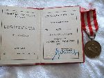 Medal Zwycistwa i Wolnoci 1945 r. wraz z legitymacj przyznany Stanisawowi Gosowi 15 marca 1976 r. (pamitki ze zb. rodzinnych).