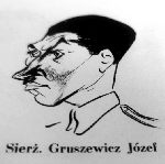 Jzef Gruszewicz jako sierant 18 puku piechoty w Skierniewicach (karykatura), 1934 r.