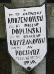 Kazimierz Korzeniowski, upamitniony na imiennej tablicy epitafijnej na wydzielonej kwaterze na cmentarzu rzymskokatolickim w Juliopolu.